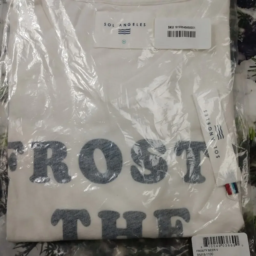 NWT Frosty the Beer Can White Sol Angeles T-shirt sz Medium
